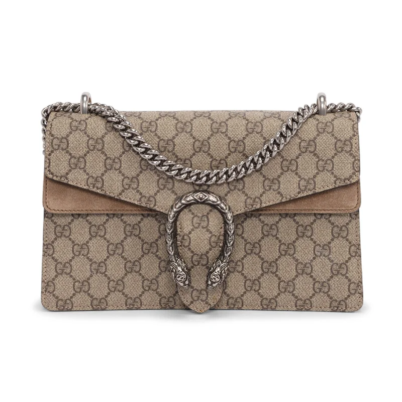 Gucci tote bags for women with a water - resistant coatingGucci Beige GG Supreme Small Dionysus Bag