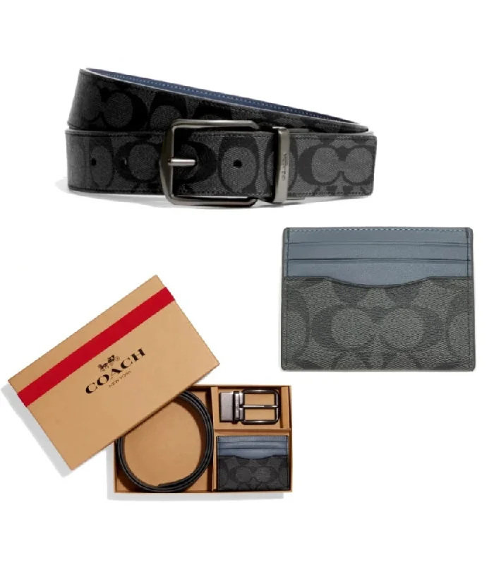 Coach handbags with a perforated leather detail for a breathable and unique designCoach C8278 Signature Colorblock Card Case And Belt Gift Set