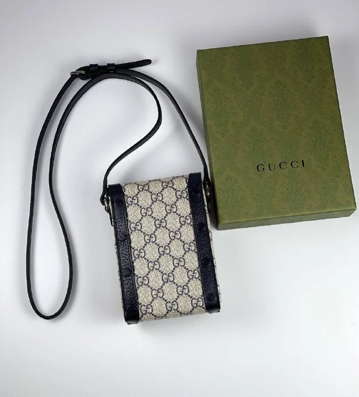 Women Gucci bags with a detachable mobile phone holderGucci Horsebit 1955 mini bag black