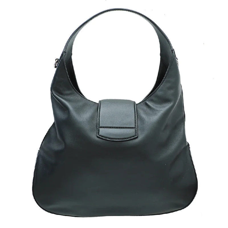 Women Gucci bags with a front - flap pocket for quick - access itemsGucci Black Dionysus Web Hobo Medium Bag