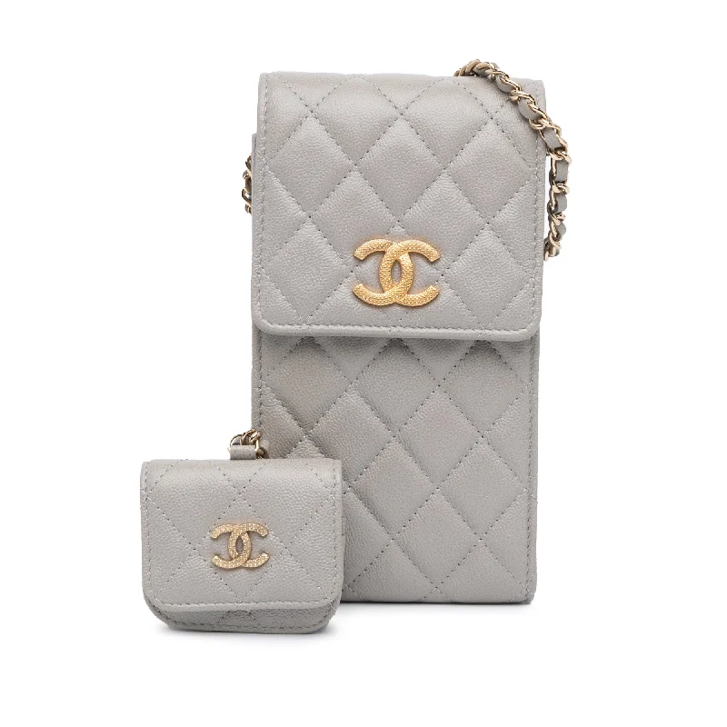 Balenciaga Hourglass large size with double - stitched seamsGray Chanel Quilted Caviar Phone and Airpods Pro Case with Chain Crossbody Bag