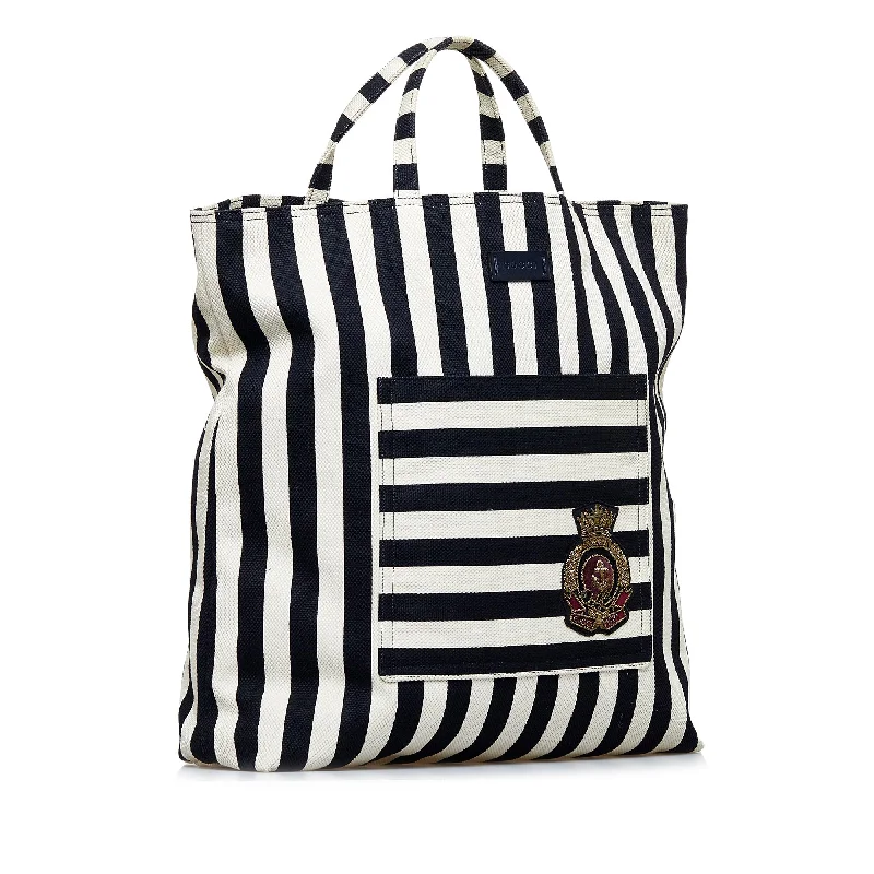 Gucci handbags for women with a beaded trimWhite Gucci Striped Canvas Tote Bag