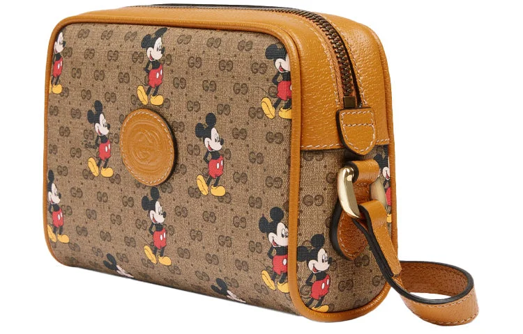 Gucci crossbody bags for women with adjustable leather straps(WMNS) GUCCI x Disney Mickey Prints Single Shoulder Bag Light Brown 602536-HWUBM-8559