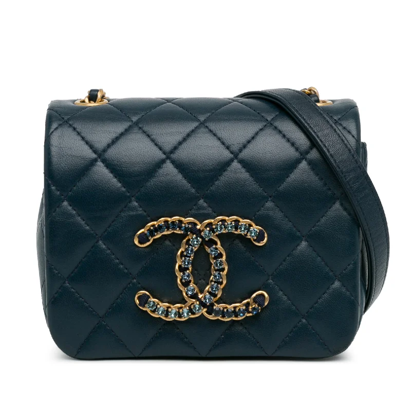 Balenciaga City bag with silver - tone rivetsBlue Chanel Mini Lambskin CC Crystal Full flap Crossbody Bag