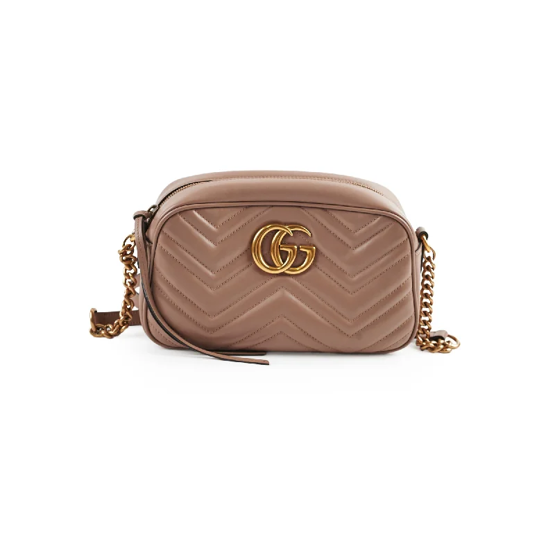 Gucci handbags for women with a metal - framed claspGucci Marmont Small Dusty Pink Shoulder Bag