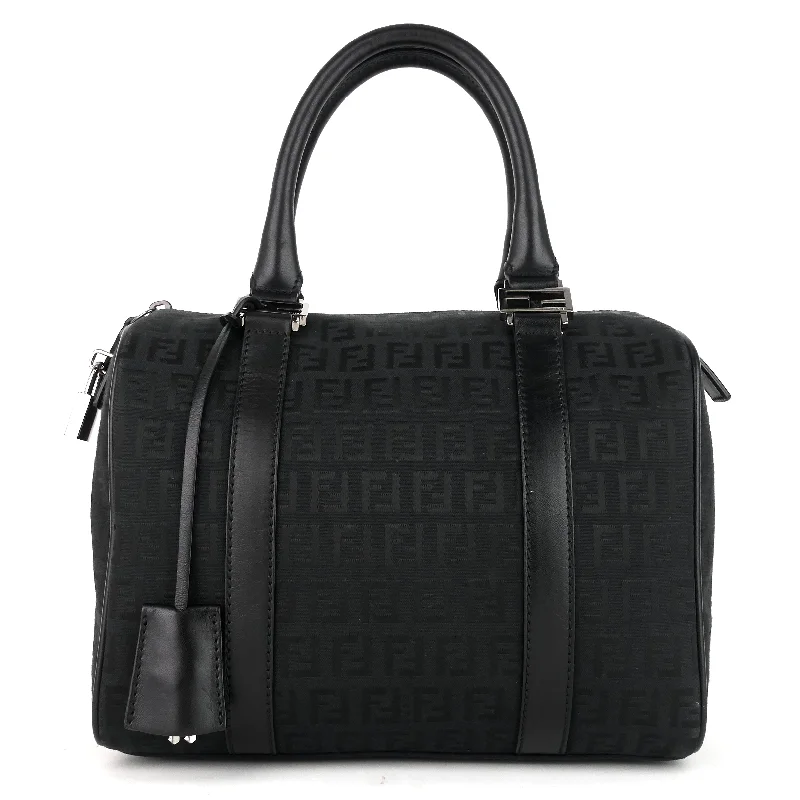 Fendi handbags with a biodegradable leather alternative for an eco - conscious choiceForever Small Zucchino Canvas Boston Bag