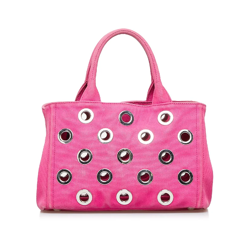 Balenciaga XS Small bag with rhinestone - embellished logoPink Prada Canapa Grommet Satchel