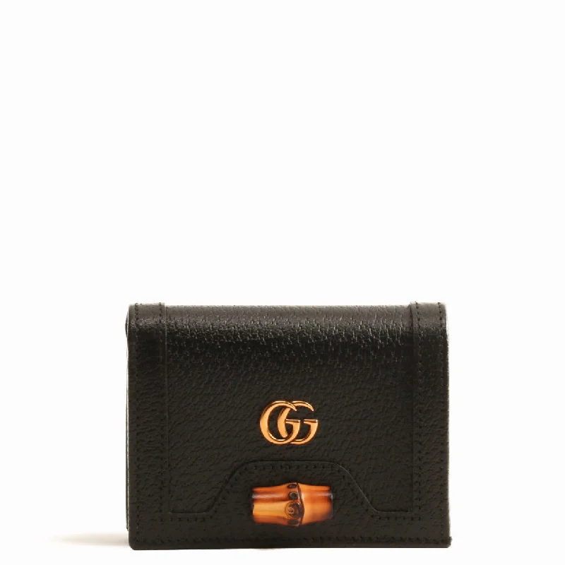 Gucci backpacks for women with a multi - pocket designGUCCI Diana Card Case Wallet - Black