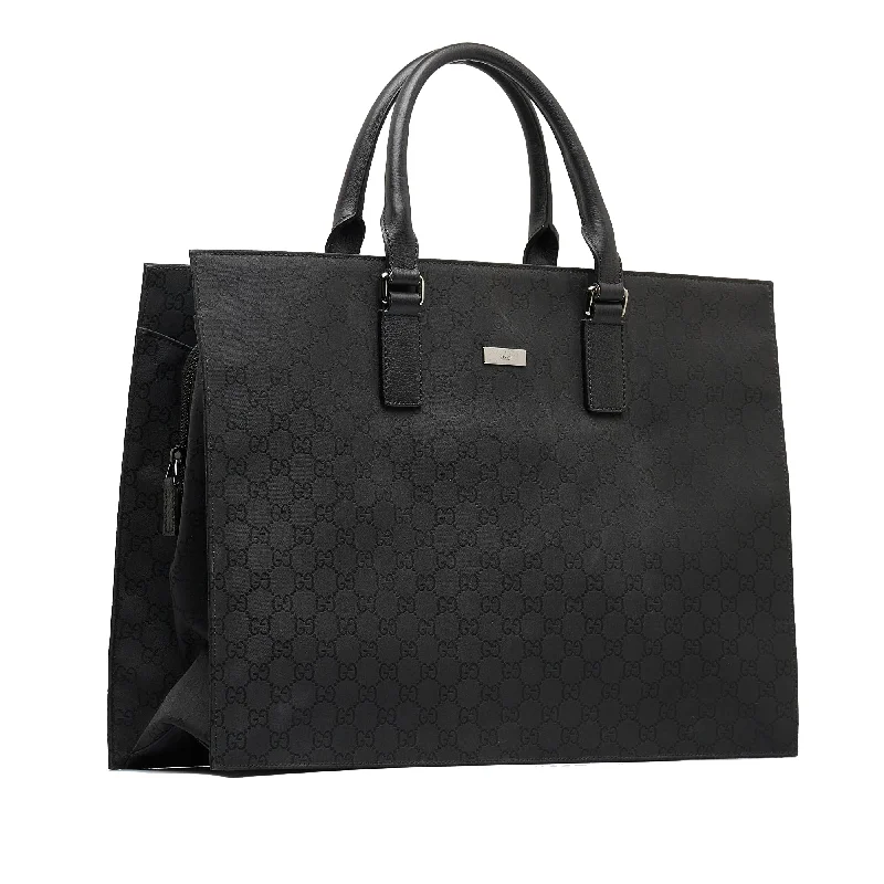 Gucci backpacks for women with a multi - pocket designBlack Gucci GG Nylon Tote