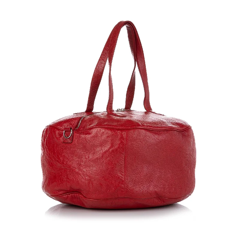 Balenciaga First small size with suede leather constructionBalenciaga Round Air M Leather Satchel (SHG-37715)