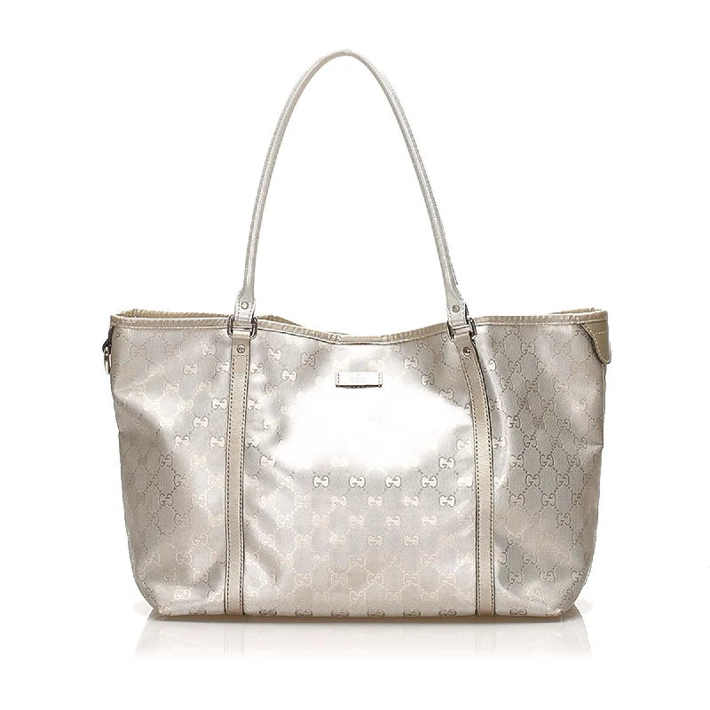 Women Gucci Sylvie bags with a leather - wrapped handleGucci GG Imprime Joy Tote Bag (SHG-12386)