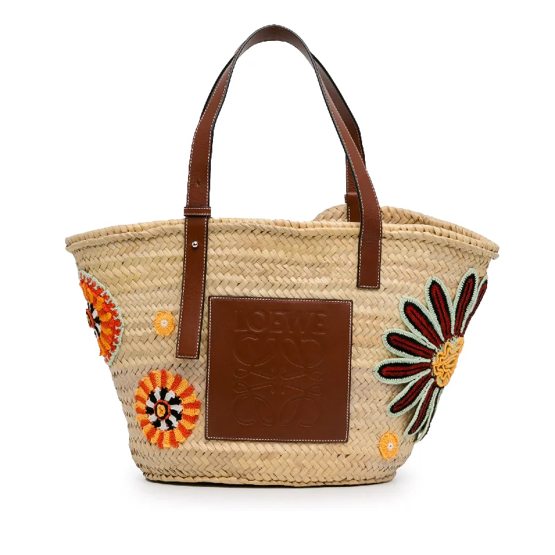 Balenciaga City bag extra large size made of high - quality calfskinBrown LOEWE Large Floral Embroidered Raffia Basket Tote