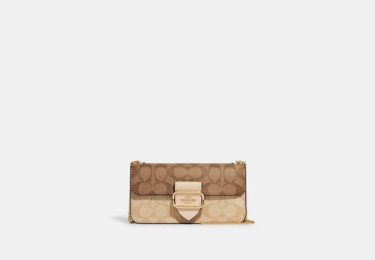 Ladies Coach shoulder bags with a magnetic - closure flap for easy accessCoach Morgan Crossbody In Blocked Signature Canvas