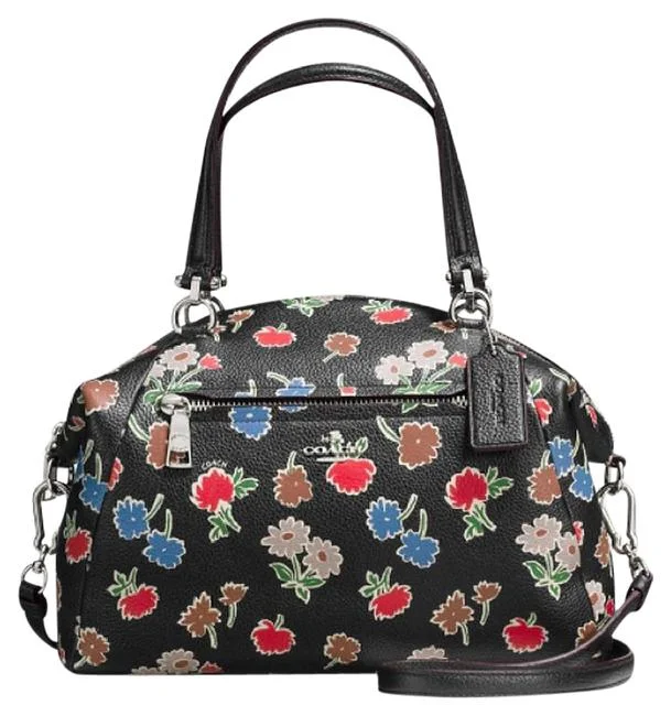 Coach bags with a front - zip pocket for small items like keys and cardsCoach Prairie Satchel Daisy Floral Black Handbag Bag Leather 37159 NEW