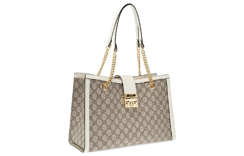 Women Gucci bags with a zip - around closure for security(WMNS) GUCCI Padlock Middle-Sized BackBag White/Brown 479197-KHNKG-9761