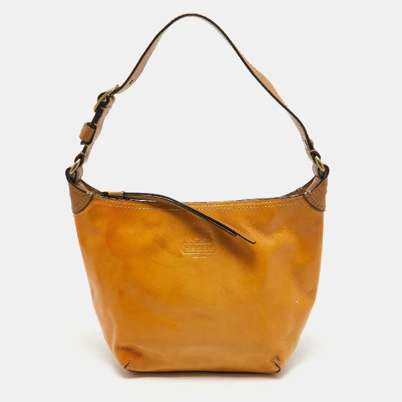 Coach tote bags with a water - resistant lining for practicalityYellow Patent Leather Mini Logo Hobo