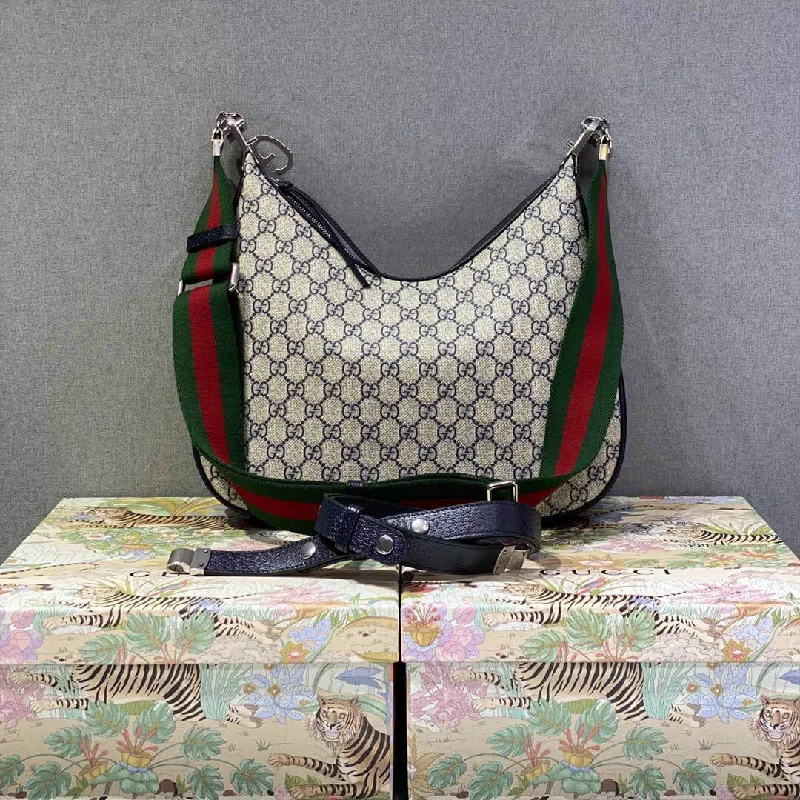 Ladies Gucci Dionysus bags with a detachable shoulder strapGucci Attache small shoulder bag Beige and blue GG Supreme canvas