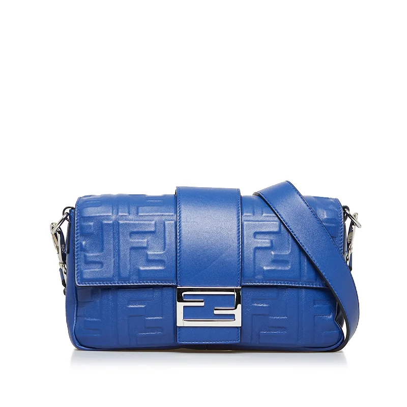 Balenciaga XS Small bag with embossed geometric patternsBlue Fendi FF Embossed Baguette Satchel