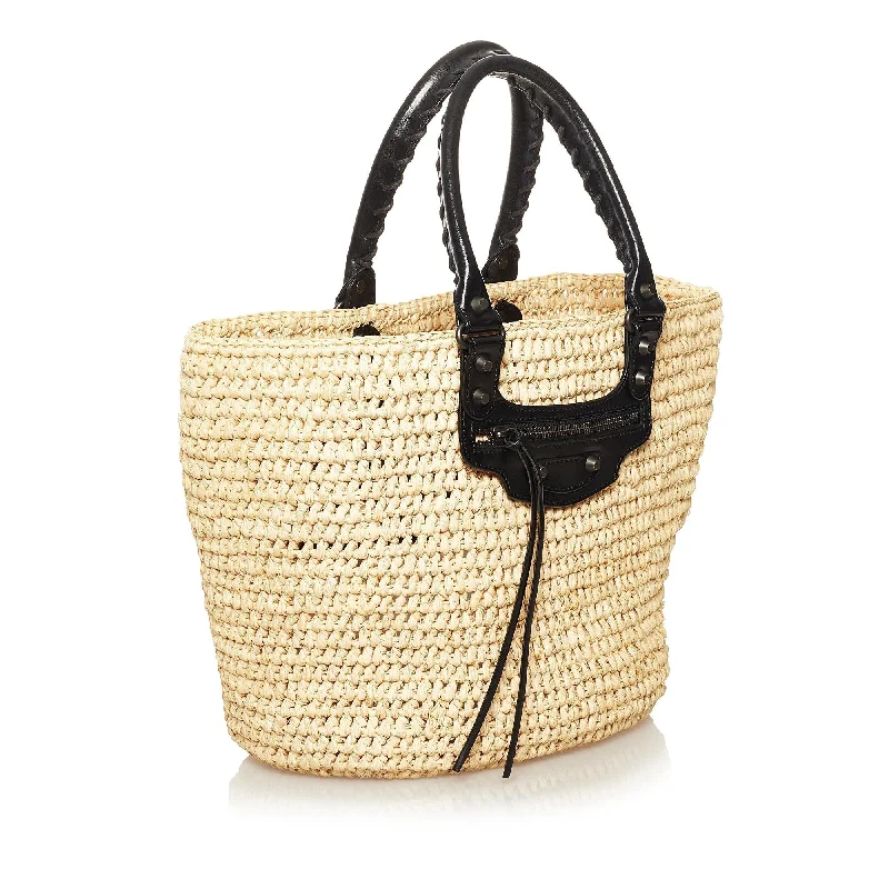 Balenciaga Le Cagole large size with tassel - trimmed cornersBalenciaga Panier Raffia Tote Bag (SHG-35038)