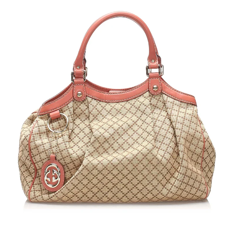 Small - sized Women Gucci shoulder bags for evening outingsGucci Diamante Sukey Canvas Tote Bag (SHG-11104)