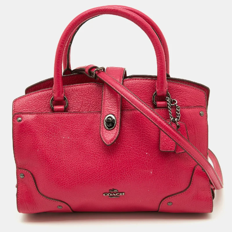 Coach Rogue bags with a detachable shoulder strap for versatile carryingPink Leather Mercer 24 Satchel