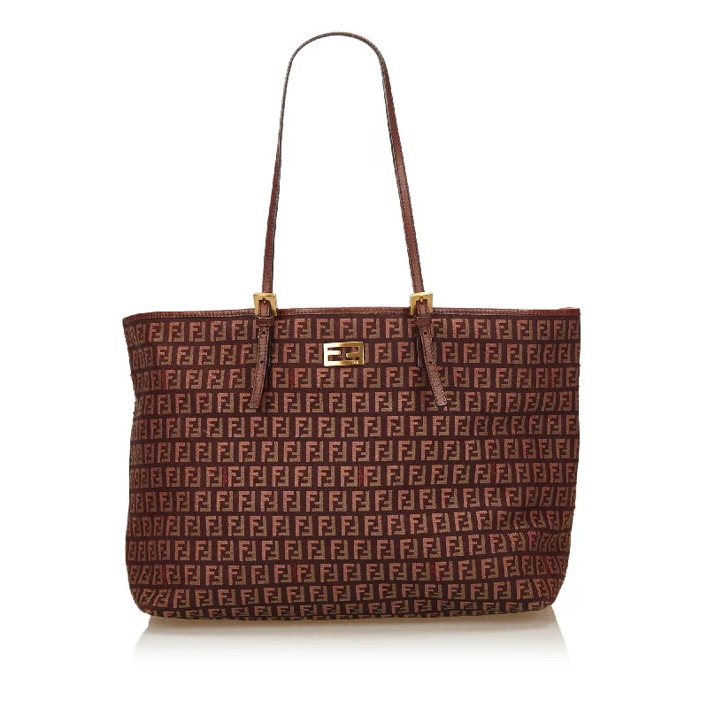 Fendi Baguette bags featuring the iconic FF logo plaque for a branded lookTricolour Monogram Canvas Tote Bag