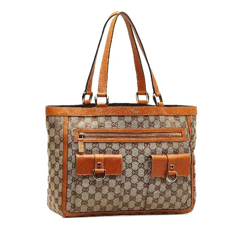 Women Gucci crossbody bags with a woven leather strapGucci GG Canvas Abbey Pocket Tote O540WB)