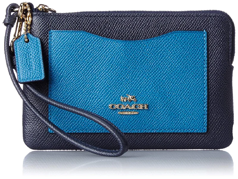 Coach bags with a detachable mirror inside for quick touch - upsCOACH Women's Color Block Corner Zip Li/Navy/Peacock Clutch