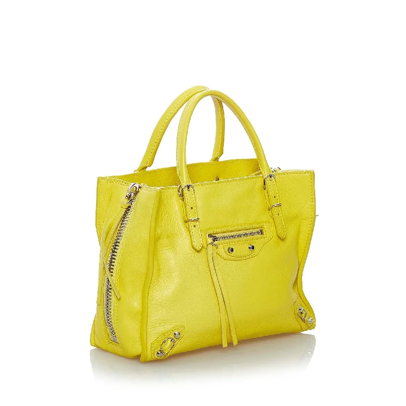 Balenciaga Hourglass large size with crocodile - embossed leatherBalenciaga Papier A4 Leather Satchel (SHG-29585)