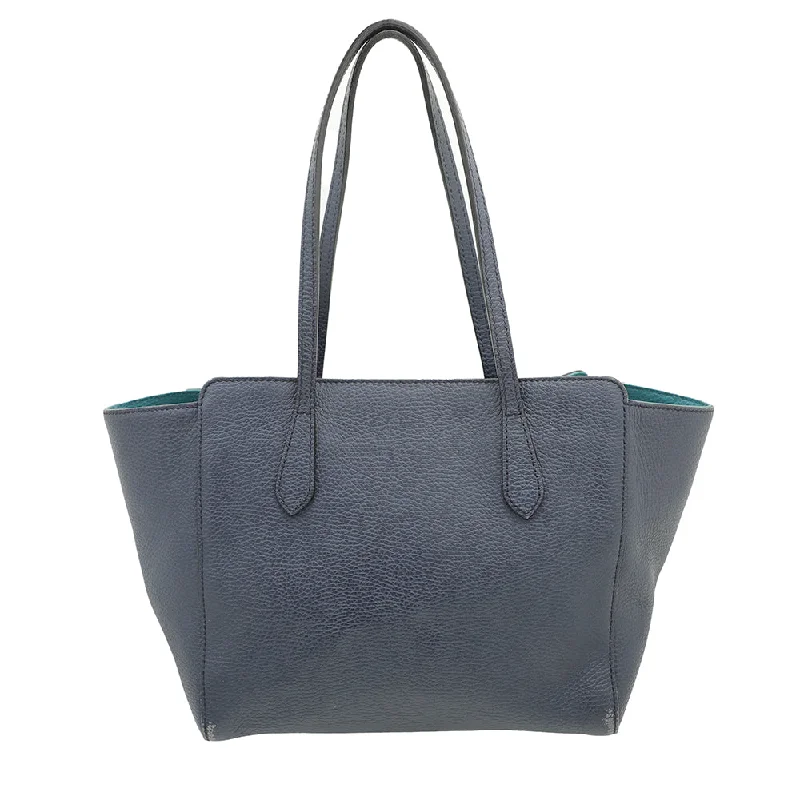 Women Gucci bags with a zip - around closure for securityGucci Blue Swing Small Tote Bag