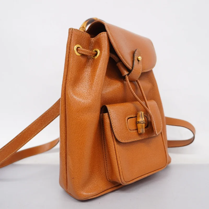 Ladies Gucci shoulder bags with a tassel decorationGUCCI  Bamboo Rucksack 003 1705 0030 Women's Leather Backpack Brown