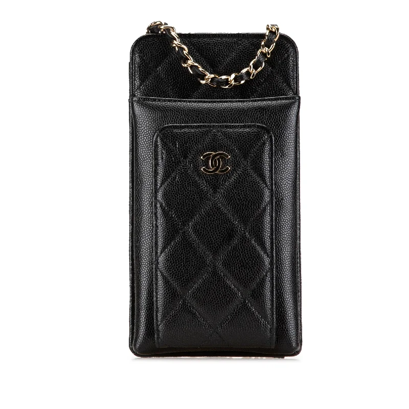 Balenciaga Speed small size with embossed logo on the sideBlack Chanel Quilted Caviar O Phone Holder with Chain