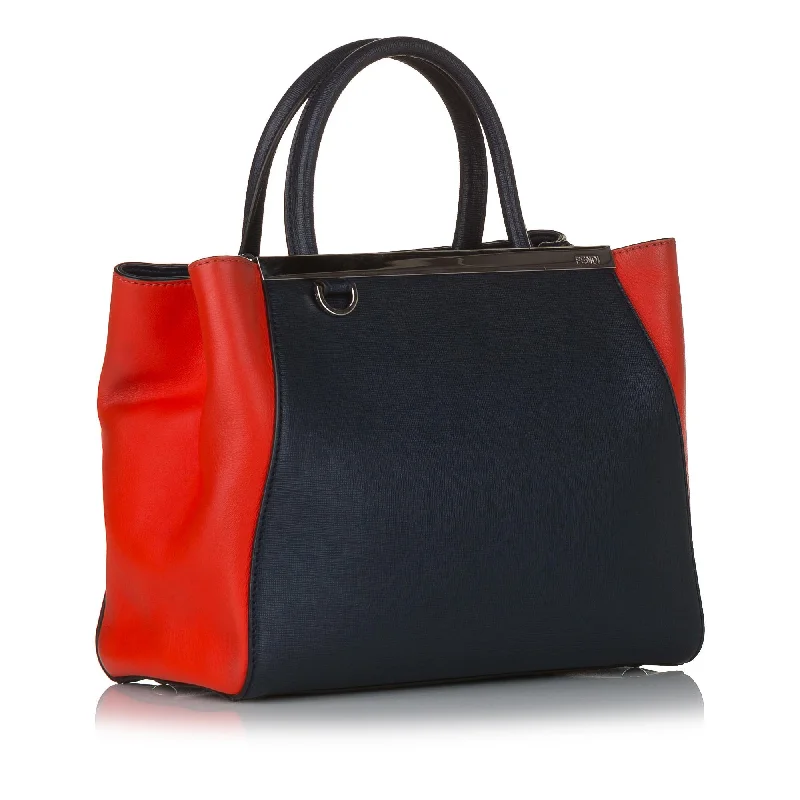 Fendi tote bags with a double - zip closure for enhanced securityFendi Bicolor 2Jours Leather Satchel (SHG-32744)