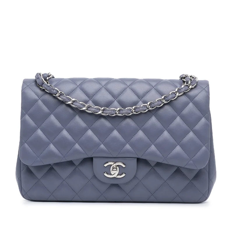 Balenciaga Hourglass small size with silver - tone lockPurple Chanel Jumbo Classic Lambskin Double Flap Shoulder Bag