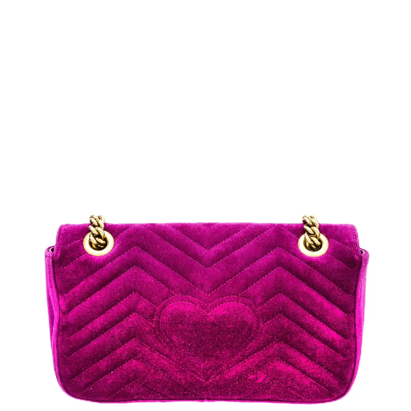 Women Gucci bags with a detachable mobile phone holderGucci Violet Velvet GG Marmont Small Bag