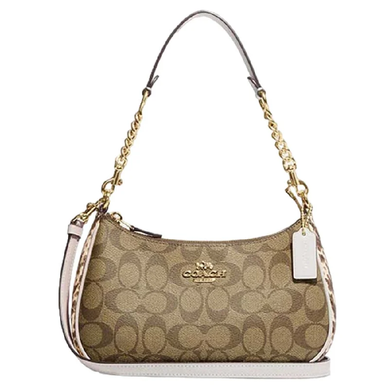 Coach crossbody bags with a woven leather strap for a unique textureCoach Signature Snake Python Terry logo 2way crossbody diagonal chain shoulder hand bag