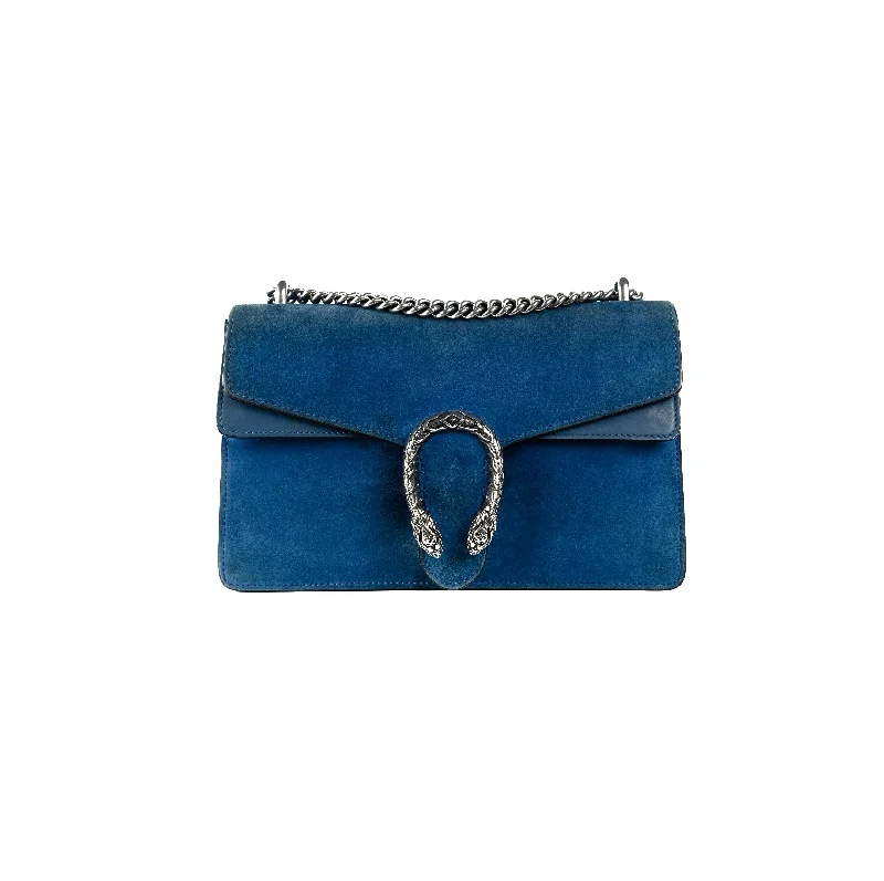 Gucci tote bags for women with a water - resistant coatingGucci Small Dionysus Blue Suede