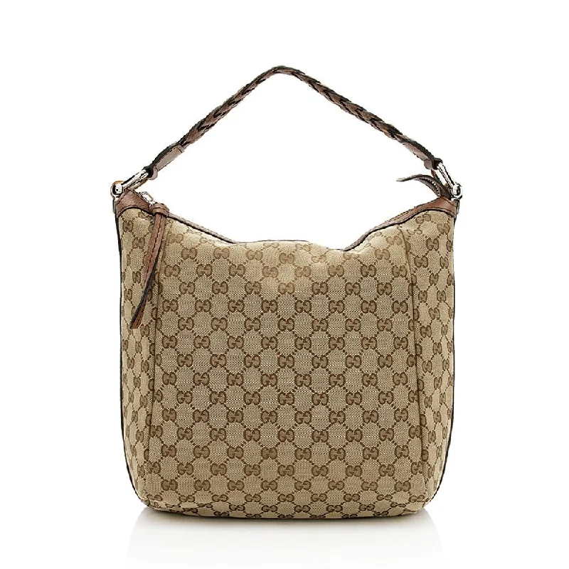 Ladies Gucci shoulder bags with a single - handle designGucci GG Canvas Bamboo Bar Medium Tote (SHF-12711)