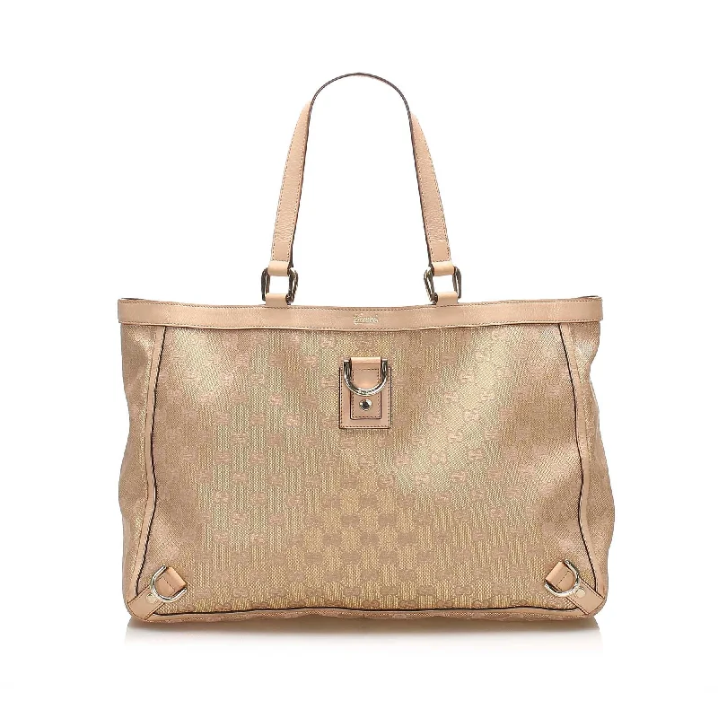 Gucci tote bags for women with a spacious interiorGucci GG Canvas Abbey D Ring Tote Bag (SHG-11880)