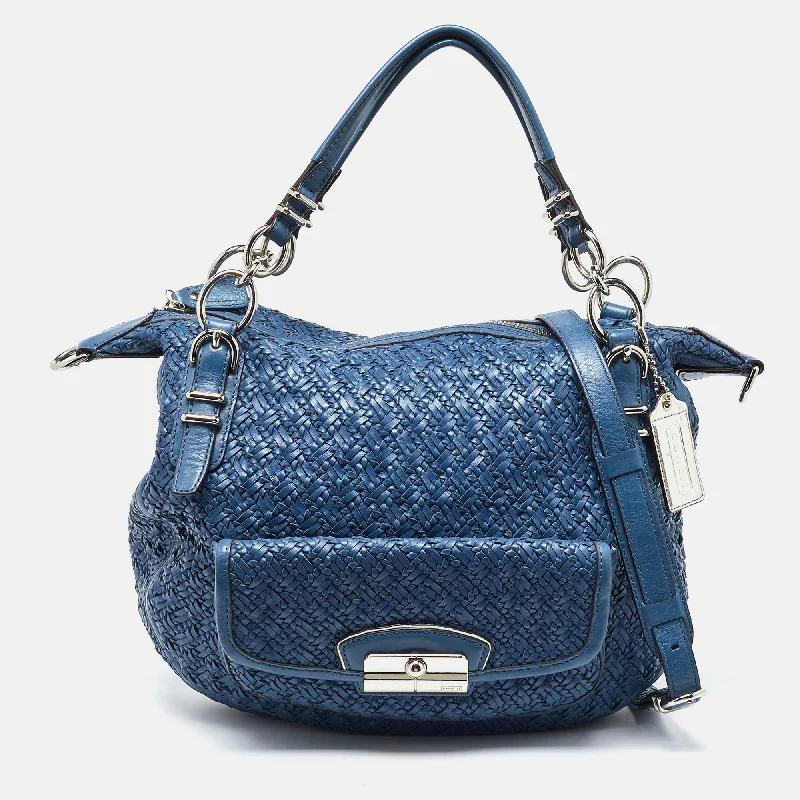 Coach bags with a patent - leather finish for a shiny and sophisticated appearanceBlue Woven Leather Kristin Hobo