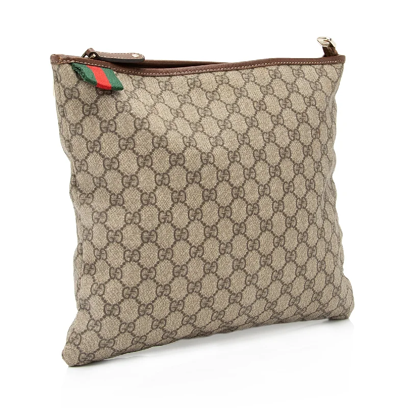 Gucci handbags for women with a metal - framed claspGucci GG Supreme Web Loop Flat Messenger Bag (SHF-23803)