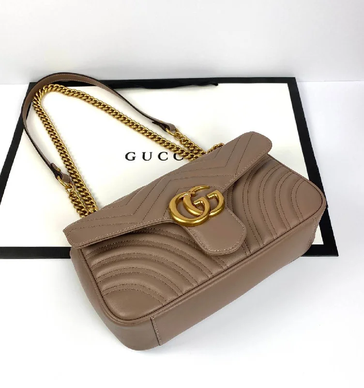 Ladies Gucci Dionysus bags with a detachable shoulder strapGucci GG Marmont small cross-body bag flesh color