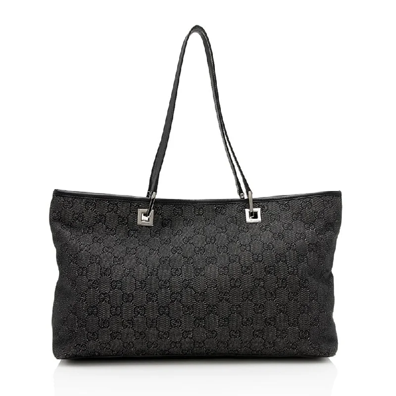 Gucci tote bags for women with a printed Gucci logoGucci GG Denim Tote (SHF-12136)