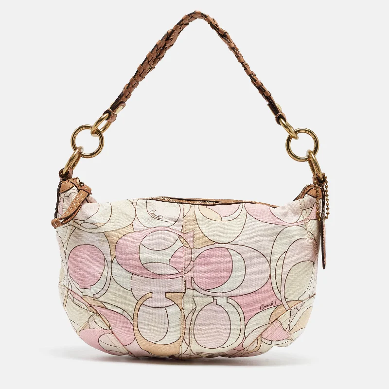 Coach bags with a detachable mirror inside for quick touch - upsMulticolor Signature Canvas Hobo