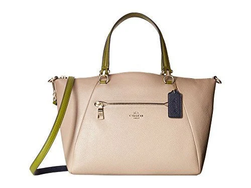 Coach bags with a back - zip pocket for storing valuables securelyCOACH Women's Color Block Polished Pebble Leather Prairie Satchel Li/Stone Satchel