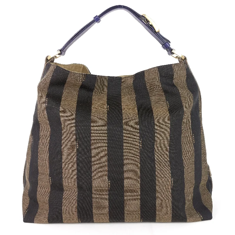 Ladies Fendi Baguette bags with a star - shaped charm for a playful and trendy touchTobacco Pequin Stripe Canvas Hobo Bag