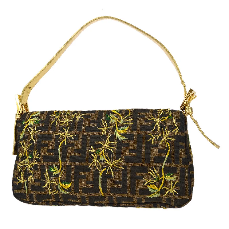 Fendi crossbody bags with a printed floral pattern for a feminine and romantic touchFENDI 2000s Embroidered Zucca Baguette Medium 97746