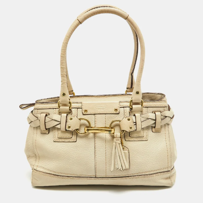 Coach Borough bags with a removable interior organizerOff White Leather Hampton Tote