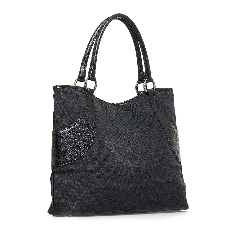 Ladies Gucci shoulder bags with a magnetic - closure flapBlack Gucci GG Canvas Tote Bag