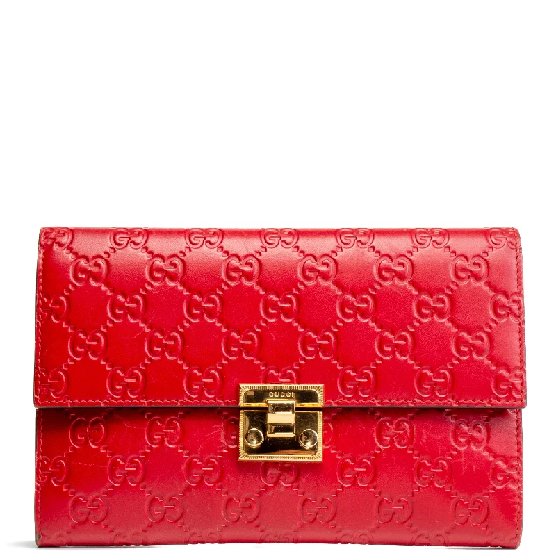 Women Gucci bags with a zip - around closure for securityGUCCI Guccissima Padlock Clutch Wallet - Red OUTLET FINAL SALE